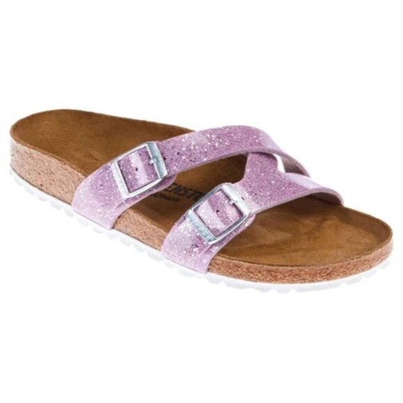Birkenstock Yao Adjustable Slide Sandal Lavender Sparkle Size EU 40 Narrow